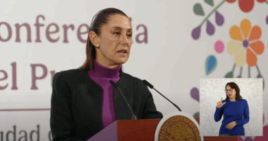 Live: Claudia Sheinbaum, Mañanera del Pueblo. Captura.-The Border Reports
